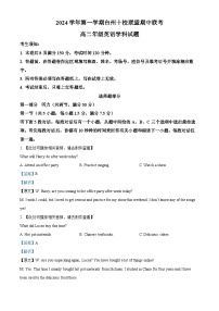 浙江省台州市十校联盟2024-2025学年高二上学期11月期中英语试卷（Word版附解析）