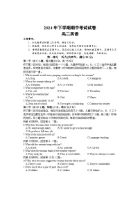 湖南省邵阳市武冈市2024-2025学年高二上学期期中考试英语试卷（Word版附答案）