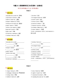 专题02 阅读障碍词汇知识清单（含测试）（解析版）- 2025年高考英语热点话题阅读&时文阅读-A4