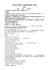 湖南省株洲市2025届高三上学期期末教学质量统一检测（一模）英语试卷（Word版附答案）