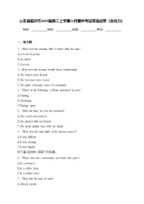 山东省临沂市2025届高三上学期11月期中考试英语试卷（(含答案)