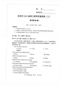 湖南省岳阳市2025届高三下学期高考二模英语试卷（含答案）