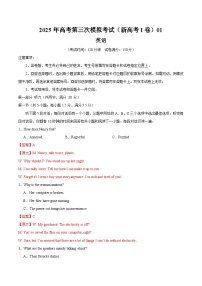 2025年高考第三次模拟考试：英语（新高考Ⅰ卷 01）（解析版）