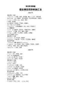 高中英语2025届高考真题语法填空词形转换汇总（2020年-2024年）