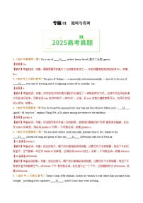 三年（2023-2025）高考英语真题分类汇编：专题01冠词、名词（全国通用）（解析版）