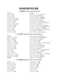 高中英语2026届高考读后续写高分词汇和短语分类汇总（共十个话题）
