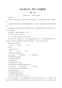 河南省部分示范性重点高中2025届高三下学期11月期中质量检测-英语试题（含答案）