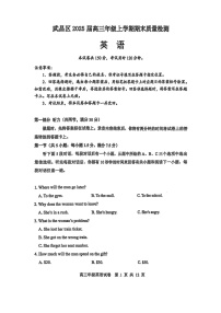 湖北省武汉市武昌区2025届高三上学期期末质量检测-英语试卷（含答案）