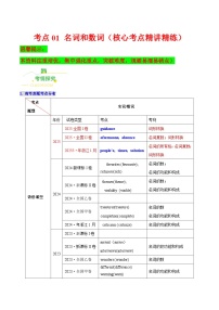 高考英语二轮讲义-名词与数词（高效培优精讲精练）（全国通用）（教师版）