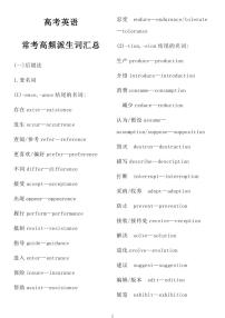 高考英语常考高频派生词汇总知识清单（共21页）
