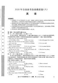 2026年高考模拟仿真卷六英语试题无答案