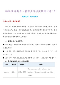 2026高考英语-重难点专项突破练习卷 高频名词、动词的僻义 导学案（含答案）