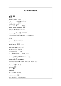 听力场景词知识清单-2026届高考英语二轮复习