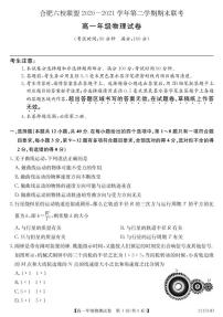 2020-2021学年安徽省合肥市六校联盟高一下学期期末联考物理试题 PDF版