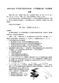 2020-2021学年四川省泸州市高一下学期期末统一考试物理试题