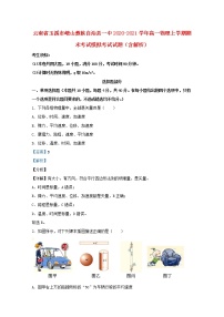 云南省玉溪市峨山彝族自治县一中2020_2021学年高一物理上学期期末考试模拟考试试题含解析