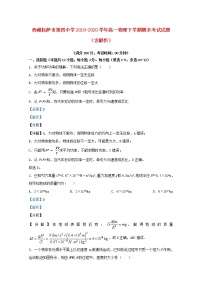 西藏拉萨市第四中学2019_2020学年高一物理下学期期末考试试题含解析