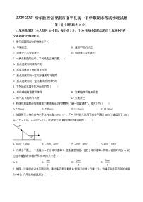 2020-2021学年陕西省渭南市富平县高一下学期期末考试物理试题