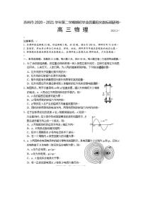 2021届江苏省苏州市高三下学期2月期初学业质量阳光指标调研物理试题 PDF版