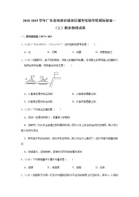 2018-2019学年广东省深圳市福田区耀华实验学校国际部高一（上）期末物理试卷