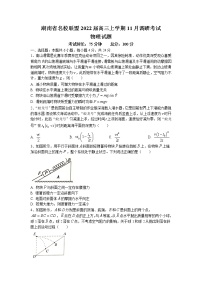 2022届湖南省名校联盟高三上学期11月调研考试物理试题 word版含答案