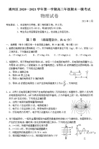 2021届北京市通州区高三上学期期末摸底质量检测物理试题 word版