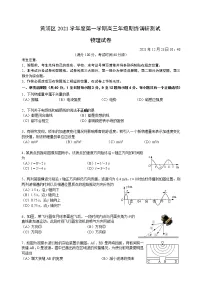 2022届上海市黄浦区高三上学期期终调研测试(一模)物理试卷 含答案