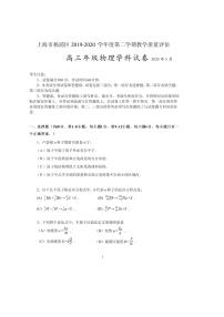 2020年上海市杨浦区高三二模物理试卷及答案