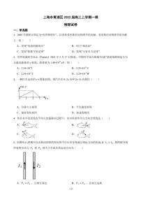 2022届上海市青浦区高三上学期一模物理试卷（PDF版）