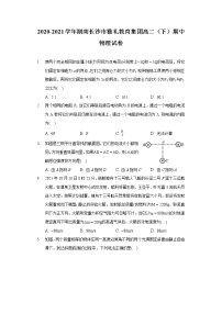 2020-2021学年湖南长沙市雅礼教育集团高二（下）期中物理试卷