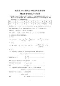 2022武汉武昌区高三年级5月质量检测物理（PDF版含答案）