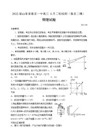 2022届山东省泰安一中高三下学期4月二轮检测（泰安二模）物理试题（word版含答案）