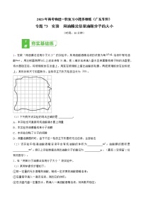 专题73  实验  用油膜法估量油酸分子的大小——2023年高考物理一轮复习小题多维练（广东专用）