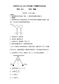 广东省深圳中学2021-2022学年高二上学期期中考试物理试题