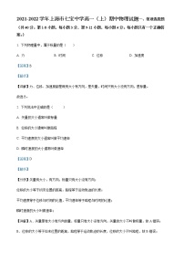 2021-2022学年上海市七宝中学高一（上）期中物理试题含解析