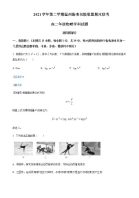 2021-2022学年浙江省温州浙南名校联盟2021-2022学年高二（下）期末联考物理试题含解析