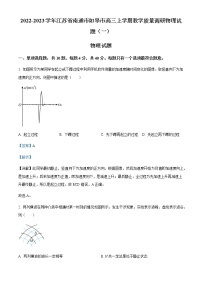 2022-2023学年江苏省南通市如皋市高三上学期教学质量调研物理试题（一）含解析