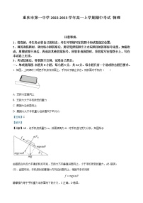 2022-2023学年重庆市第一中学高一上学期期中考试 物理