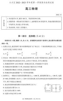 2023年北京大兴区高三上学期期末物理试题及答案