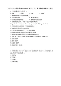 2022-2023学年上海市虹口区高三（上）期末物理试卷（一模）（含答案解析）