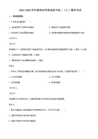 2021-2022学年江苏省南京外国语学校高二上学期期末物理试题含解析