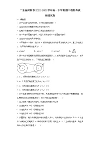 广东省深圳市2022-2023学年高一下学期期中模拟考试物理试卷（含解析）