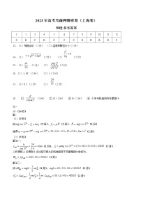 2023年高考考前押题密卷-物理（上海卷）（参考答案）