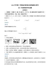 2021-2022学年浙江省温州浙南名校联盟2021-2022学年高二（下）期末联考物理试题（解析版）