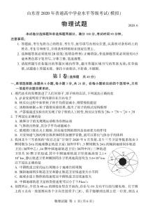 山东省临沂市2020届高三6月二模物理试题 PDF版含答案