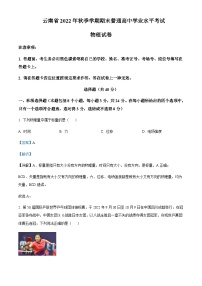 2022-2023学年云南省高二上学期学业水平考试物理试题含解析