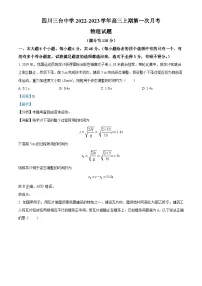 2023届四川省绵阳市三台中学校高三上学期第一次月考物理试题 (解析版)