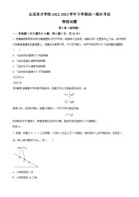 安徽省滁州市定远县育才学校2022-2023学年高一物理下学期期末试题（Word版附解析）