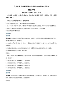 四川省南充市嘉陵第一中学2023-2024学年高一物理上学期10月月考试题（Word版附解析）