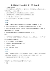 湖南省株洲市南方中学2023-2024学年高一物理上学期第一次月考试题（Word版附解析）